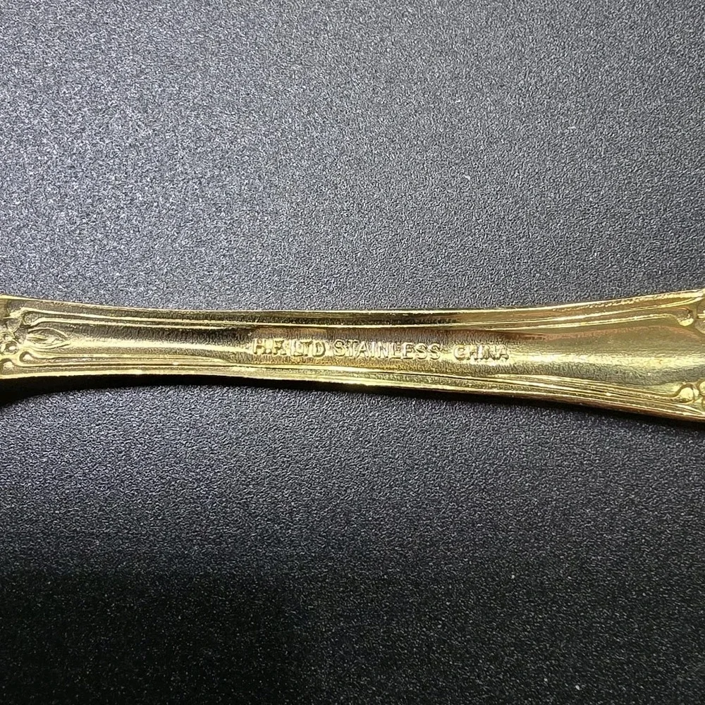 Vtg Set Of 4 Hanford Forge LTD Gold Plated Oval Soup Spoons Versailles